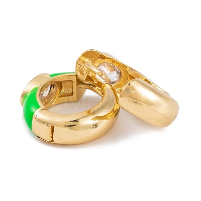 Rack Plating Brass Cubic Zirconia Enamel Earrings EJEW-S219-14G-01-1