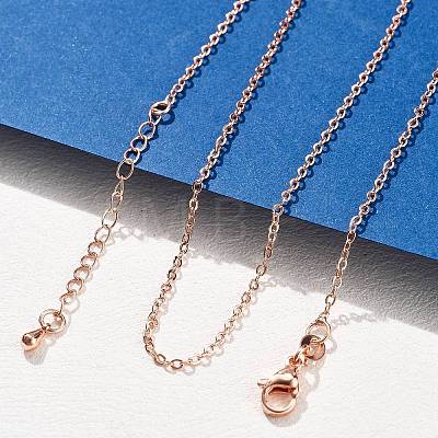 Brass Cable Chain Necklaces for Women NJEW-D302-48RG-1