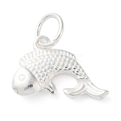 925 Sterling Silver Fish Charms with Jump Rings STER-E071-01S-05-1