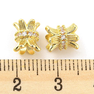 Brass Micro Pave Cubic Zirconia Spacer Beads KK-H452-27G-1