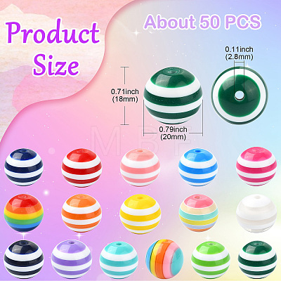 Opaque Striped Resin Beads RESI-CJC0021-16-1