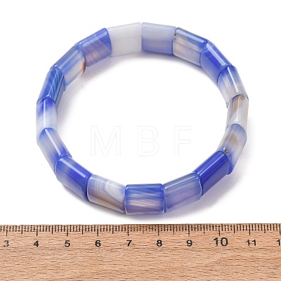 Square Natural Banded Agate(Dyed & Heated) Beaded Stretch Bracelets for Women Men GG-CBA9ACE-B14-1