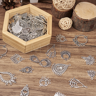 96Pcs 16 Style Tibetan Style Alloy Chandelier Component Links FIND-TA0002-58-1