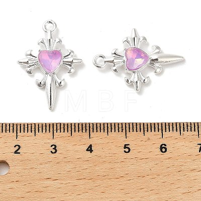 Rack Plating Alloy Rhinestones Pendants PALLOY-D028-06B-S-RS-1