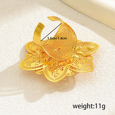 Exaggerated Iron Flower Open Cuff Ring for Festivals BB3093-1