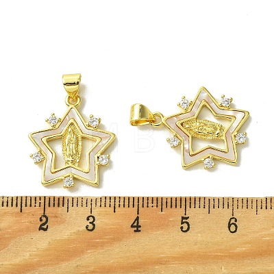 Real 18K Gold Plated Brass Micro Pave Cubic Zirconia Pendants KK-H472-14G-01-1