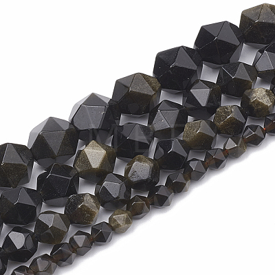 Natural Golden Sheen Obsidian Beads Strands G-S332-10mm-012-1