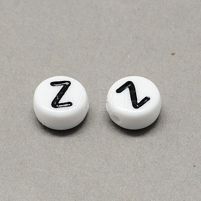 White and Black Acrylic Horizontal Hole Letter Beads X-SACR-Q101-01Z-1