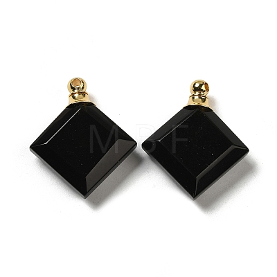 Natural Obsidian Perfume Bottle Pendants G-Z039-05G-03-1