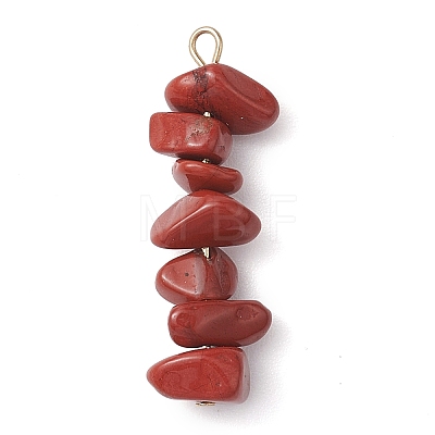 Gradient Color Natural Rhodonite & Natural Red Jasper & Natural Strawberry Quartz Chip Beaded Pendants PALLOY-JF02795-06-1