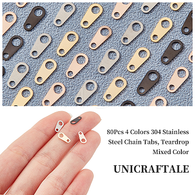 Unicraftale 80Pcs 4 Colors 304 Stainless Steel Chain Tabs STAS-UN0030-86-1
