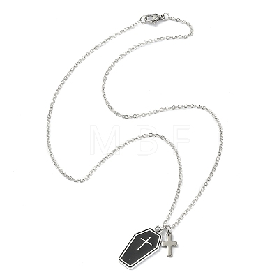 Alloy Enamel Pendant Necklace with 304 Stainless Steel Cable Chains NJEW-JN04372-1