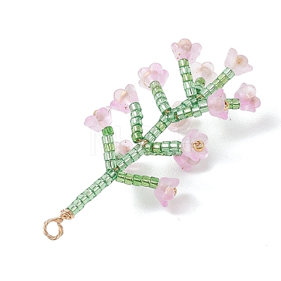 Glass Seed Beaded Flower Big Pendants PALLOY-MZ01184-03-1