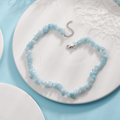 Natural White Jade Dyed Chips Beaded Necklaces NJEW-JN04275-07-1