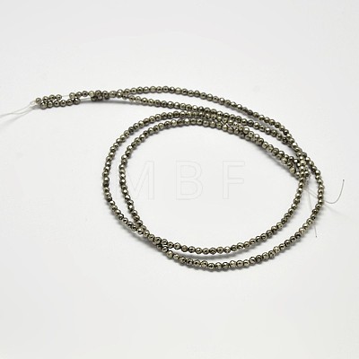 Natural Pyrite Round Beads Strands G-F197-09-3mm-1