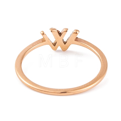 304 Stainless Steel Letter W Finger Ring for Women RJEW-C086-07-RG-1