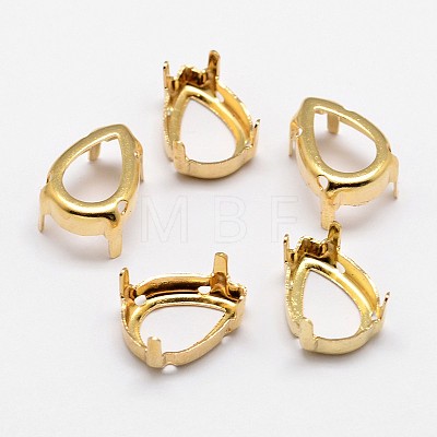 Flat Teardrop Brass Sew on Prong Settings X-KK-N0084-A02-13x18G-1