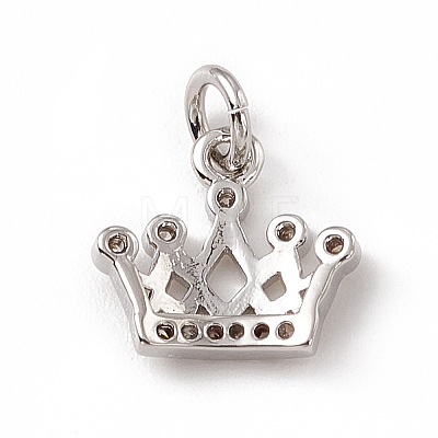 Brass Micro Pave Clear Cubic Zirconia Crown Charms ZIRC-F132-64P-1