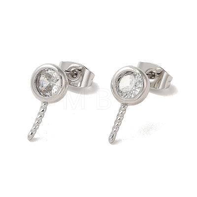 Brass Micro Pave Cubic Zirconia Studs Earrings Findings X-EJEW-H128-02P-1