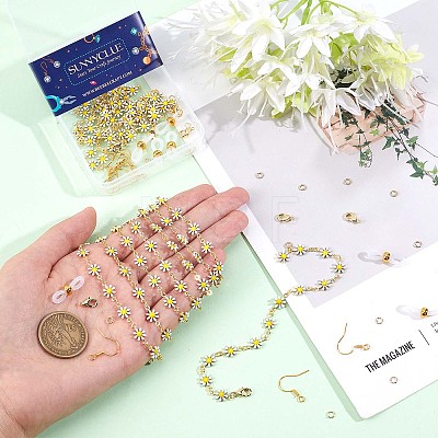 Daisy Flower Chain Bracelet & Necklace & Tassel Earrings & Eyeglass Chains Making Kit DIY-SC0021-73-1