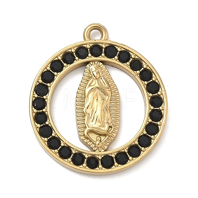304 Stainless Steel & Rhinestone Pendants STAS-G371-09C-02G-1