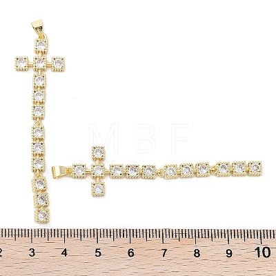 Cross Brass Micro Pave Cubic Zirconia Pendants KK-E102-02G-02-1