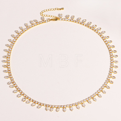 Brass Pave Cubic Zirconia Horse Eye Fringe Tennis Necklaces for Women WG35F58-02-1