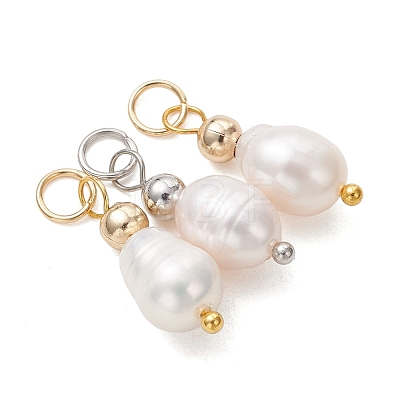 6Pcs 2 Colors Natural Cultured Freshwater Pearl Pendants PALLOY-JF05189-1