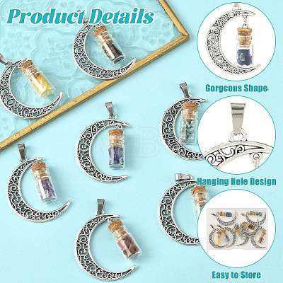 7Pcs Moon Alloy Pendants PALLOY-FS00069-1