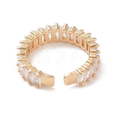 Brass Micro Pave Cubic Zirconia Open Cuff Rings RJEW-K263-21KCG-1