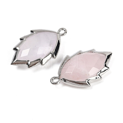 Natural Rose Quartz Faceted Leaf Pendants G-I375-04P-05-1