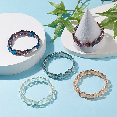 Rectangle Glass Beaded Stretch Bracelet for Women BJEW-JB08102-1