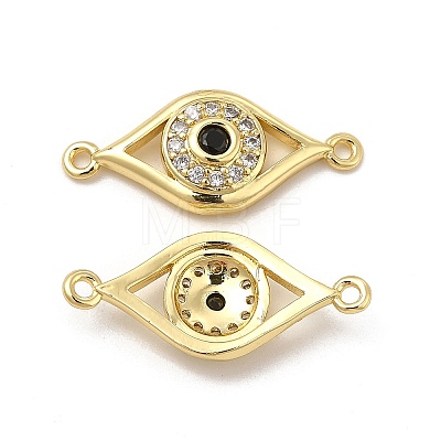 Brass Micro Pave Clear & Black Cubic Zirconia Connector Charms KK-E068-VB372-1