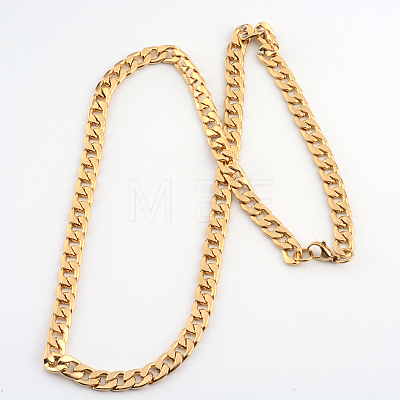 Vacuum Plating 316 Surgical Stainless Steel Curb Chains  Necklaces X-NJEW-R063-31G-1
