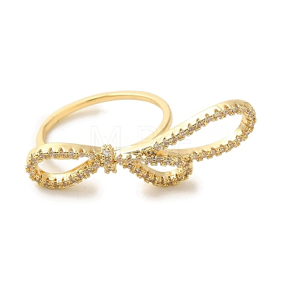 Brass Micro Pave Cubic Zirconia Rings for Women RJEW-E295-04G-1