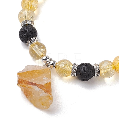 Natural Yellow Quartz Beaded Stretch Bracelets BJEW-JB10070-04-1