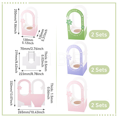 6 Sets 3 Colors Paper Flower Packing Baskets CON-TA0001-40-1