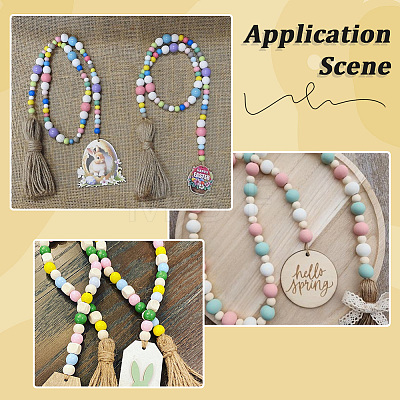 600Pcs 5 Colors Dyed Natural Wood Beads WOOD-SC0002-42-1