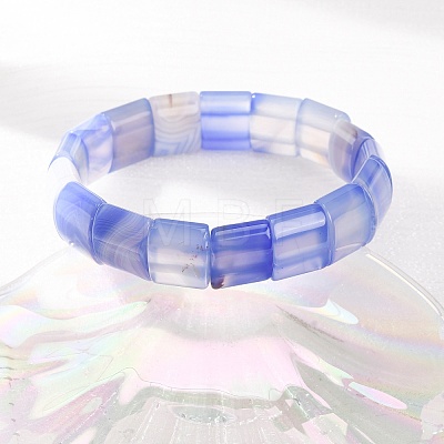 Square Natural Banded Agate(Dyed & Heated) Beaded Stretch Bracelets for Women Men GG-CBA9ACE-B14-1