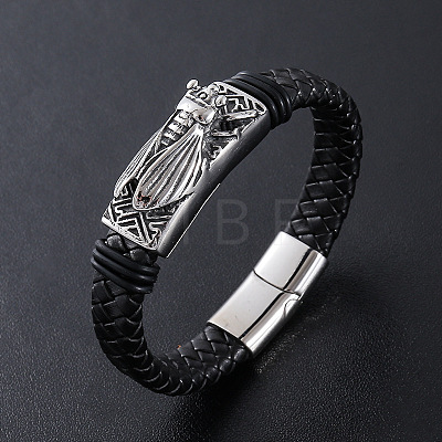 Punk Braided PU Leather Cord Bracelets IC2767-1-1