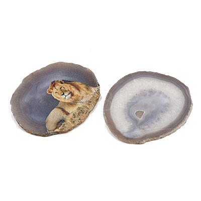 Printed Natural Agate Slice Stone Ornament DJEW-M011-04E-1