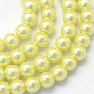 Baking Painted Pearlized Glass Pearl Round Bead Strands HY-Q330-8mm-64-1