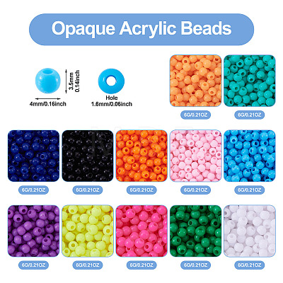 72G 12 Colors Opaque Acrylic Beads SACR-TA0001-54-1