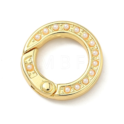 Brass with ABS Plastic Imitation Pearl Snap Clasps KK-I476-22G-1