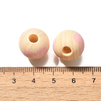 Valentine's Day Element Printed Wood Beads WOOD-R002-01-36-1