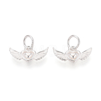 925 Sterling Silver Heart with Angel Wings Charms STER-T009-13S-1