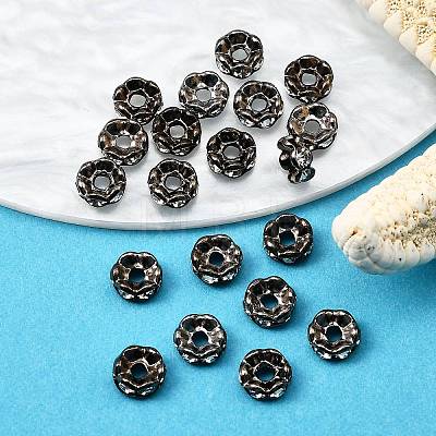 Brass Rhinestone Spacer Beads RB-A014-L6mm-01B-1