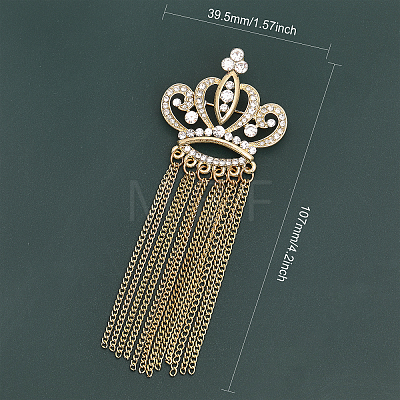 4Pcs Crystal Rhinestone Crown with Chain Tassel Lapel Pin JEWB-CA0001-32G-1