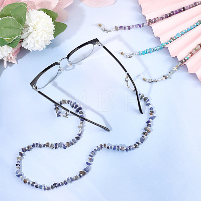 4Pcs 4 Style Natural & Synthetic Mixed Gemstone Chips & Glass Pearl Beaded Chains Neck Strap for Eyeglasses AJEW-AB00060-1