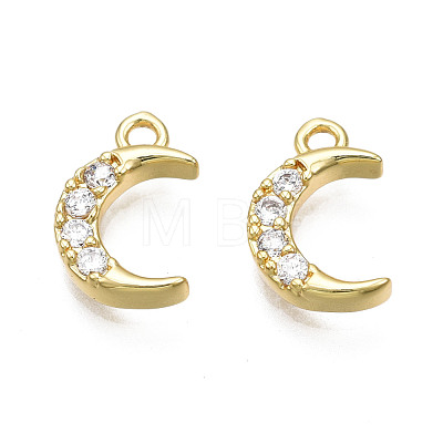 Brass Micro Pave Clear Cubic Zirconia Charms ZIRC-T015-001G-NF-1